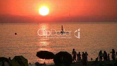 Sunset beach scene at Alanya Antalya Turkey