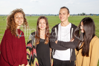 Group of young people outside in the park