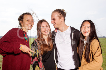 Group of young people outside in the park