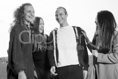 Group of young people outside in the park