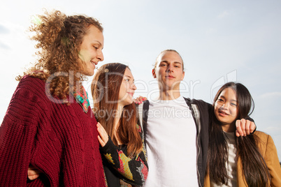 Group of young people outside in the park