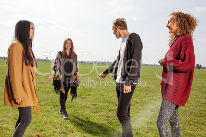 Group of young people outside in the park