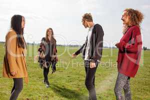 Group of young people outside in the park