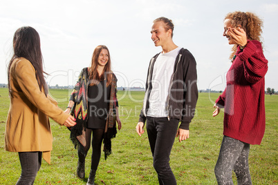 Group of young people outside in the park