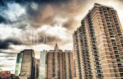 New York. Wonderful view of city skyscrapers on a beautiful even