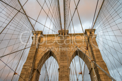 New York. Wonderful view of Brooklyn Bridge on a beautiful sprin