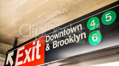 Downtown & Brooklyn subway sign, New York