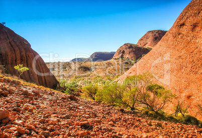 Australian outback. Red mountains on a beautiful sunny day