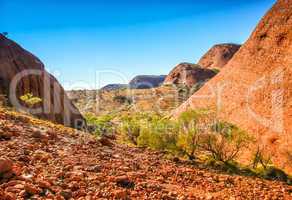 Australian outback. Red mountains on a beautiful sunny day