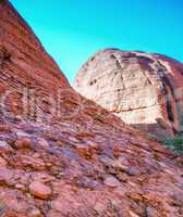 Australian outback. Red mountains on a beautiful sunny day