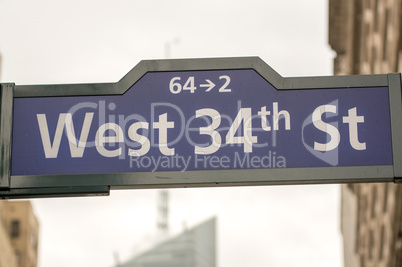 West 34th street sign in Manhattan - New York City