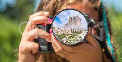 Dolomites peak from the eyes of a little girl