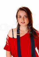 Young girl with suspender.