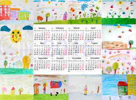 beautiful calendar for 2014 year with children's drawings