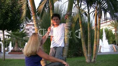 mother and son relaxing time