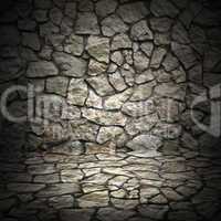 old grunge wall of rough stones as background
