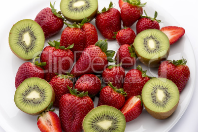Strawberries and kiwifruits.