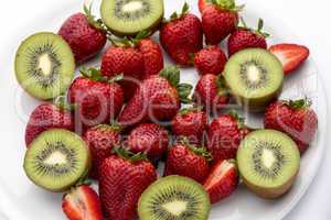 Strawberries and kiwifruits.