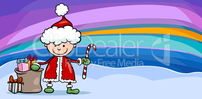 santa claus boy cartoon greeting card