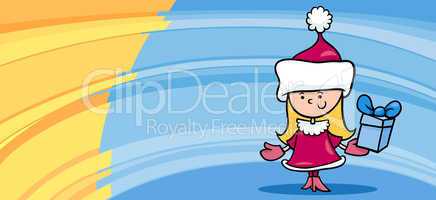 little girl santa greeting card cartoon