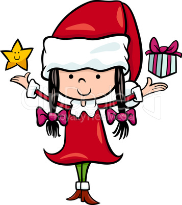 santa claus girl cartoon illustration