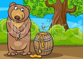 bear with honey cartoon illustration