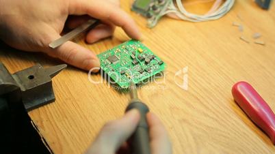 Job soldering close-up