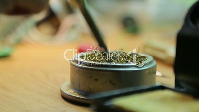Close-up of a soldering iron