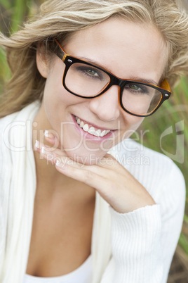 Blond Woman Girl Wearing Geek Glasses
