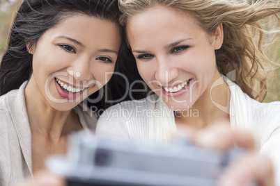 Two Young Women Girls Taking Selfie Photograph