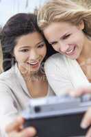 Two Young Women Girls Taking Selfie Photograph