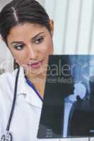 Latina Female Woman Hospital Doctor with X-Ray