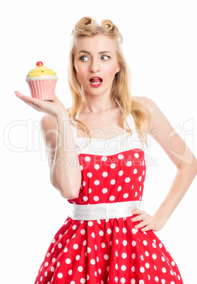 Frau mit Cup Cake