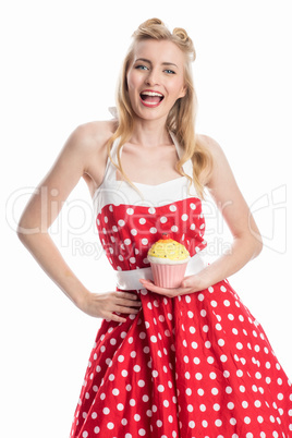 Frau mit Cup Cake Frau mit Cup Cake