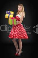 Pin up Girl mit Geschenken