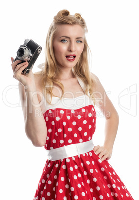 Pin up Girl mit Kamera