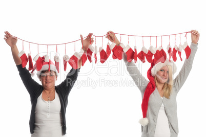 Weihnachtsfrauen mit Adventskalender