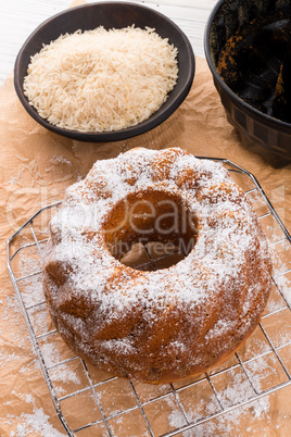 gluten-free cake with rice flour and kaymak