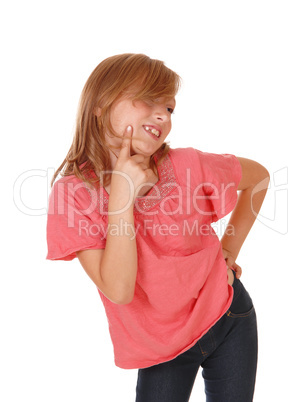 Girl standing in studio.