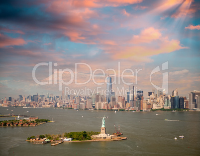 Manhattan skyline from high vantage point