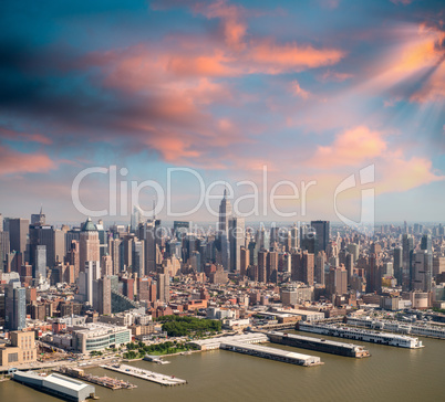 Manhattan skyline from high vantage point