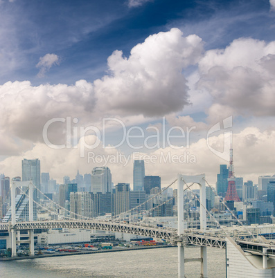 Tokyo skyline in springtime, Japan