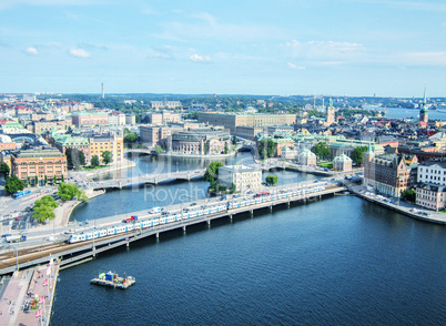 Stockholm, Sweden. Aerial view of the Old Town (Gamla Stan).