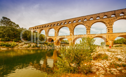 The well-known antique bridge-aqueduct Pont du Gard in Provence