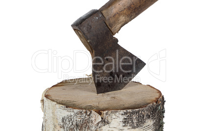 Image of axe in the birch stump