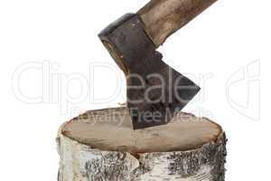 Image of axe in the birch stump