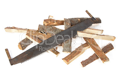 Photo of handsaw and woods