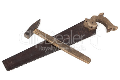 Photo of handsaw and hammer