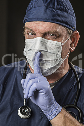 Secretive Doctor Wearing Protective Head Wear