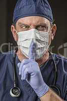 Secretive Doctor Wearing Protective Head Wear